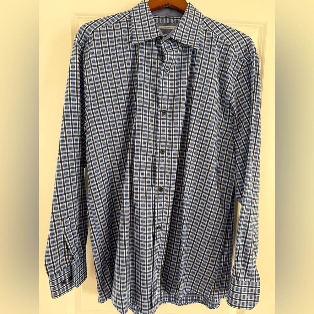 Johnston & Murphy Blue Plaid Men's Shirt